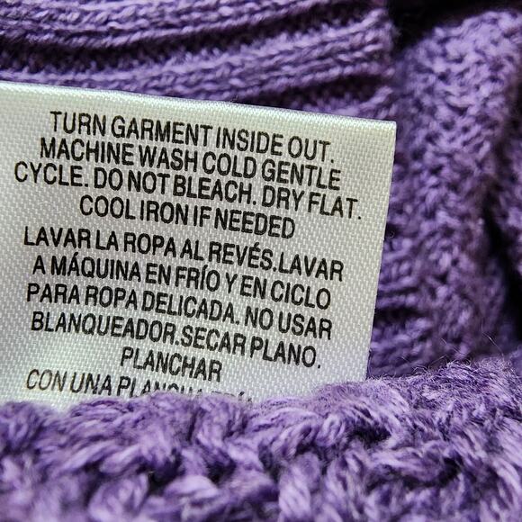 Laura Scott Cable Knit Sweater Size XL Purple V-neck Pullover Lightweight Preppy - Picture 13 of 13